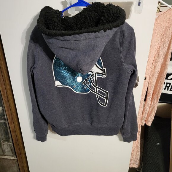 RARE VINTAGE VS PINK NFL PHILIDELPHIA EAGLES SEQUIN BOMBER JACKET SZ L - Picture 3 of 7